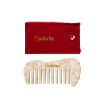 Ôrəbella wide-tooth pocket comb in cream pearl resin with red velvet pouch